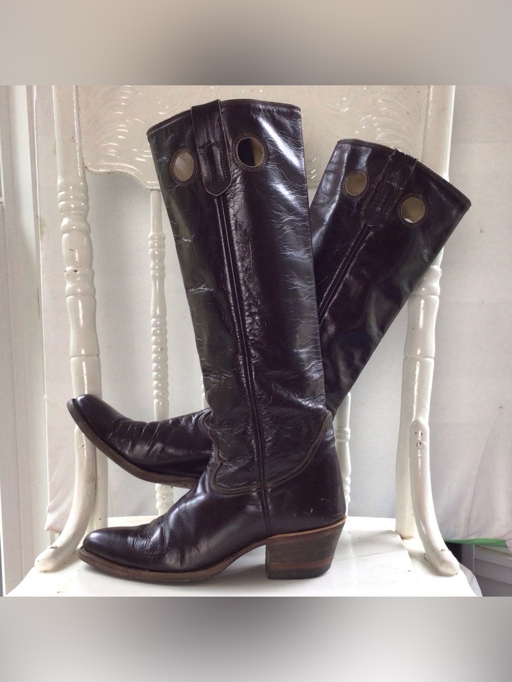 Tall Western Buckaroo Style Leather Boots